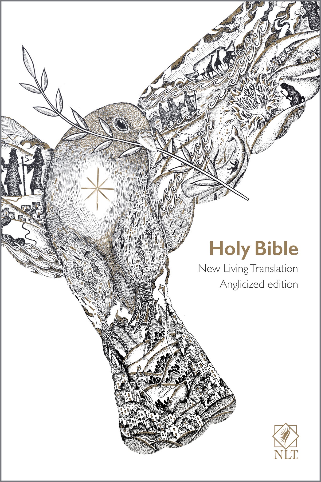 NLT Holy Bible, White Flexiback, Dove Illustration, Award-Shortlisted Design, British Text, NLT New Living Translation, Flexiback, Standard size